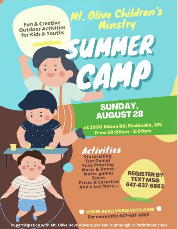 End of Summer. A day dedicated to our children. Bring them out ton August 28, 2022 to participate in the activites and learn in a fun new way!
